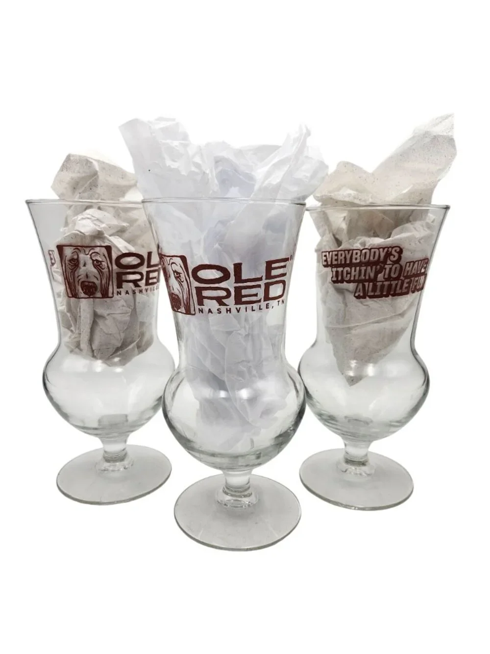 Ole Red Nashville TN Hurricane Bar Glass Cocktail Blake Shelton Barware 3 Pc Lot